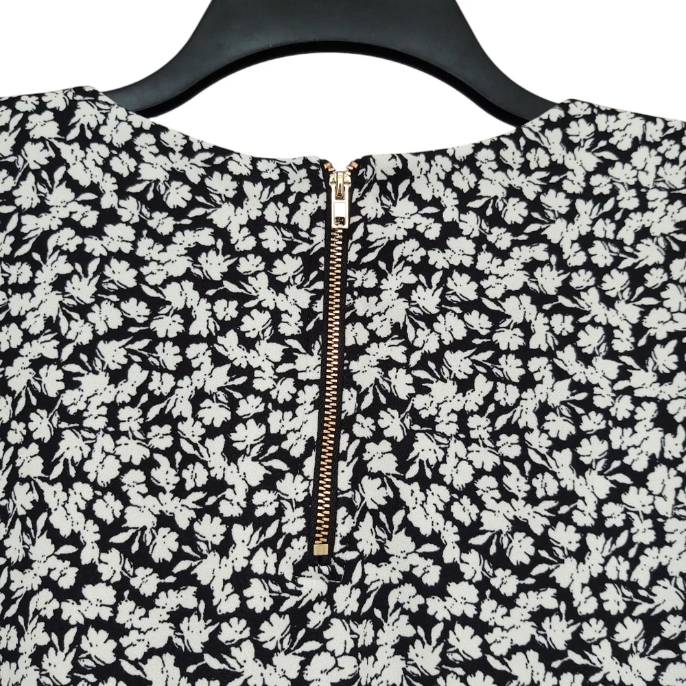 EUC Melloday Floral Black and White Top Size M